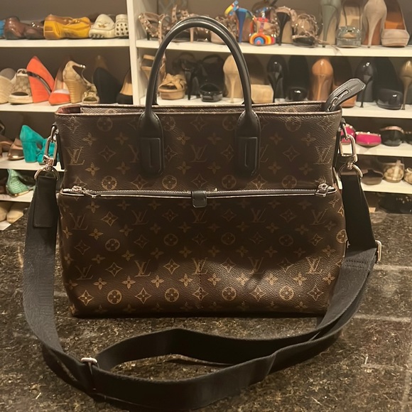AUTHENTIC Louis Vuitton 7DW Handbag shoulder 2WAY Briefcase Monogram macacer - Picture 1 of 12